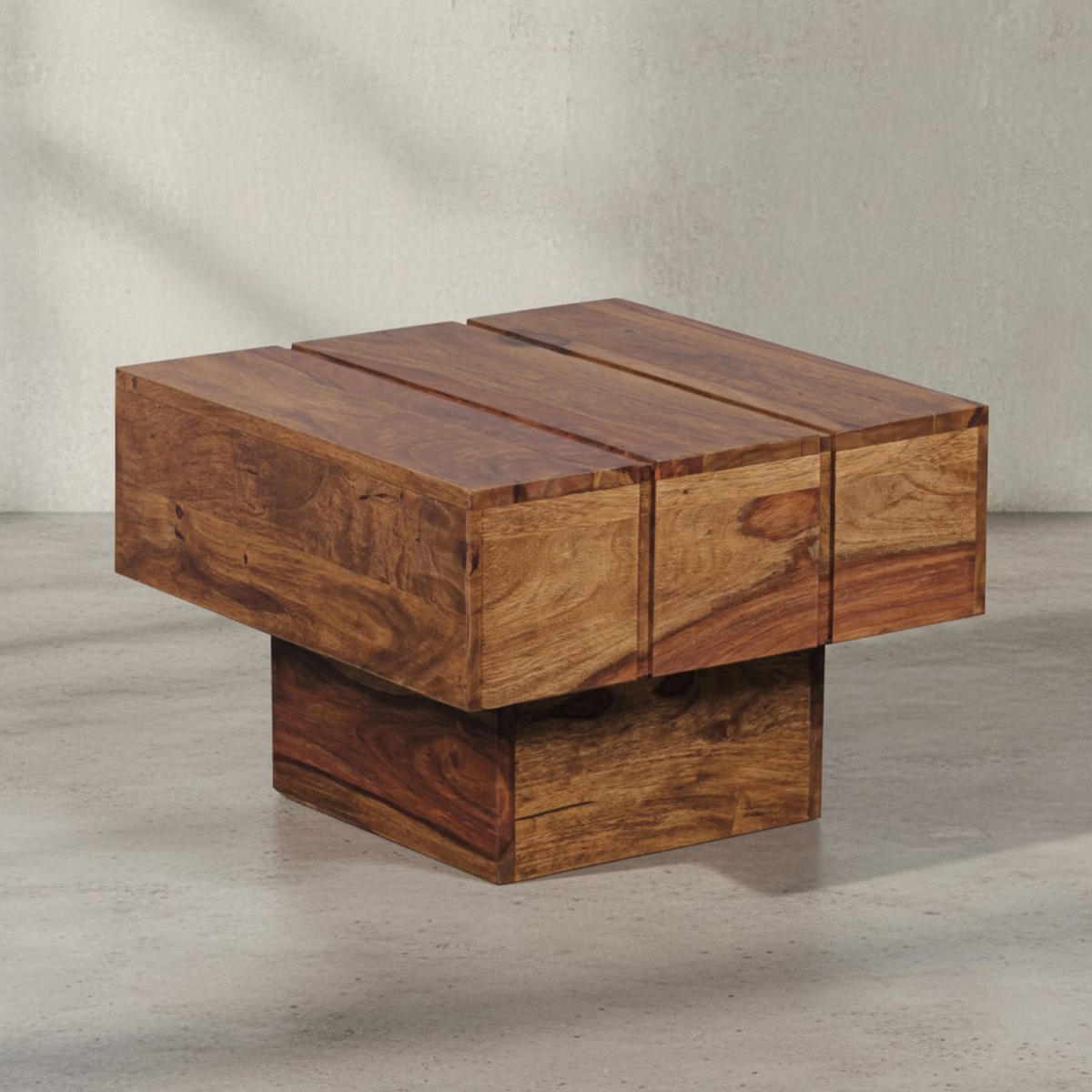 BEISTELLTISCH aus Massivholz, handgefertigt, Unikat, Braun 44x44x30 cm - Braun, Holz (44/44/30cm) - KADIMA DESIGN