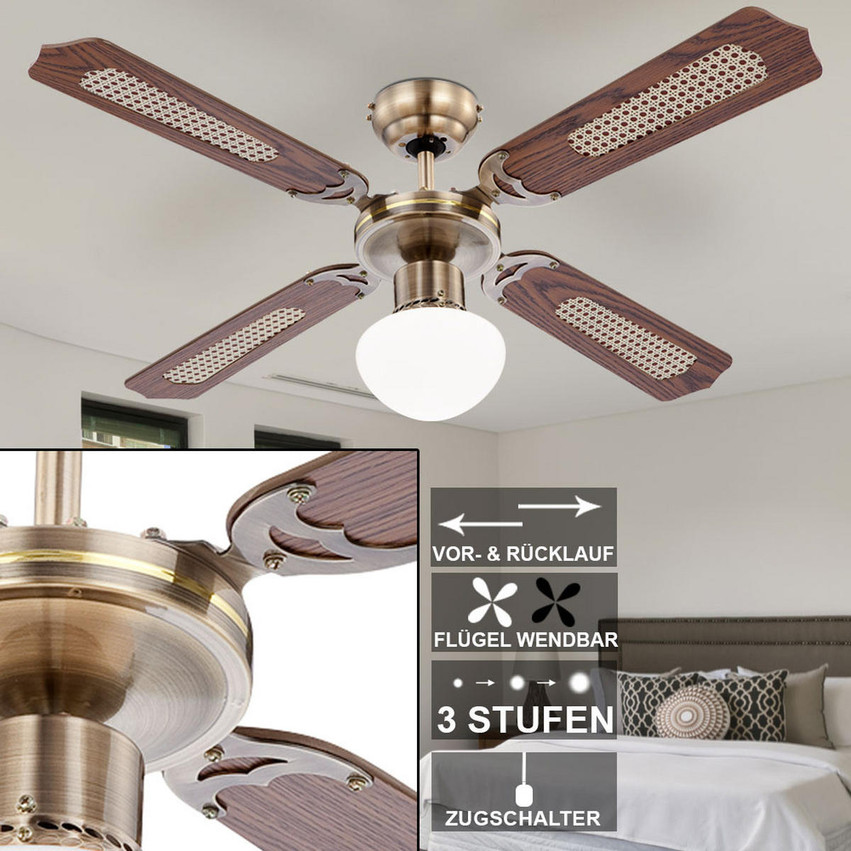 LED DECKENLEUCHTE Braun Holzoptik - Braun, Glas (106.6/106.6/41.5cm)