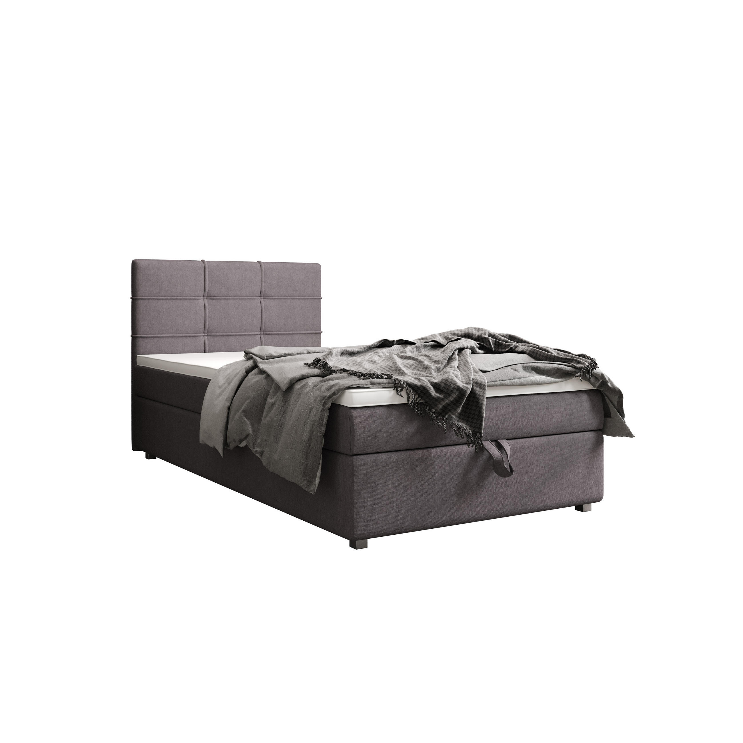 BOXBETT FADO 22 mit Matratze H3, Bonell und Topper 80x200 Cosmic 160 - Hellgrau, Textil (80/200cm) - Bedante