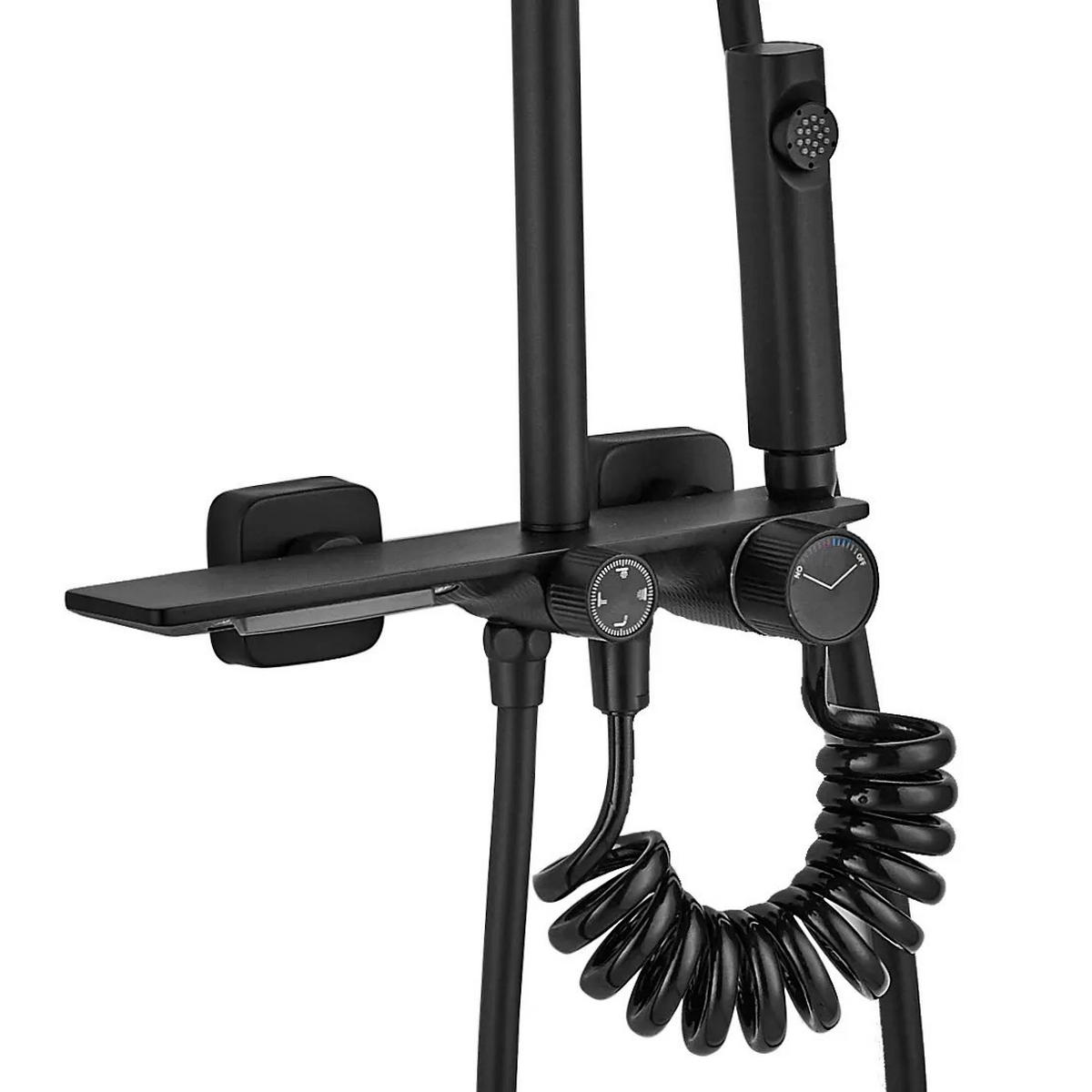 DUSCHGARNITUR Rea Helix Black - Schwarz, Metall (30/114.5/38cm) - REA