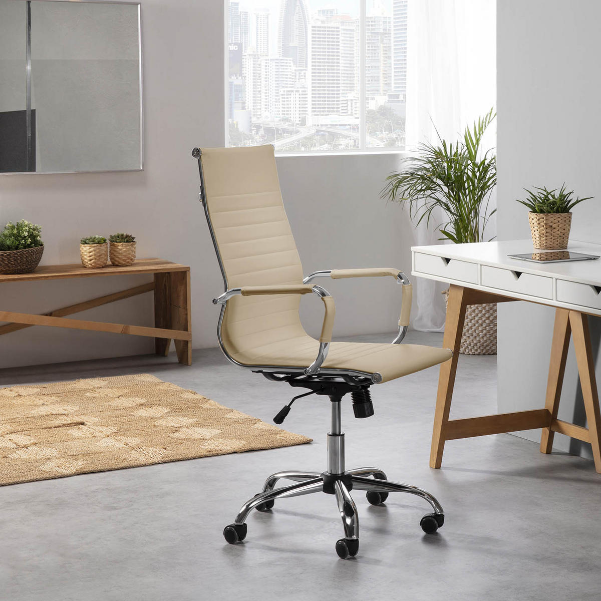 SCAUN ROTATIV Londres cu funcție de pat, culoare taupe - taupe, blană (71/107/55cm) - VS Venta-stock