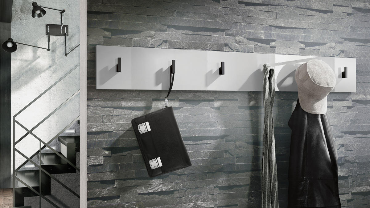 GARDEROBENPANEEL Linea Weiß Hochglanz - Weiß Hochglanz, Holzwerkstoff (110.5/14.5/3.5cm) - Vladon