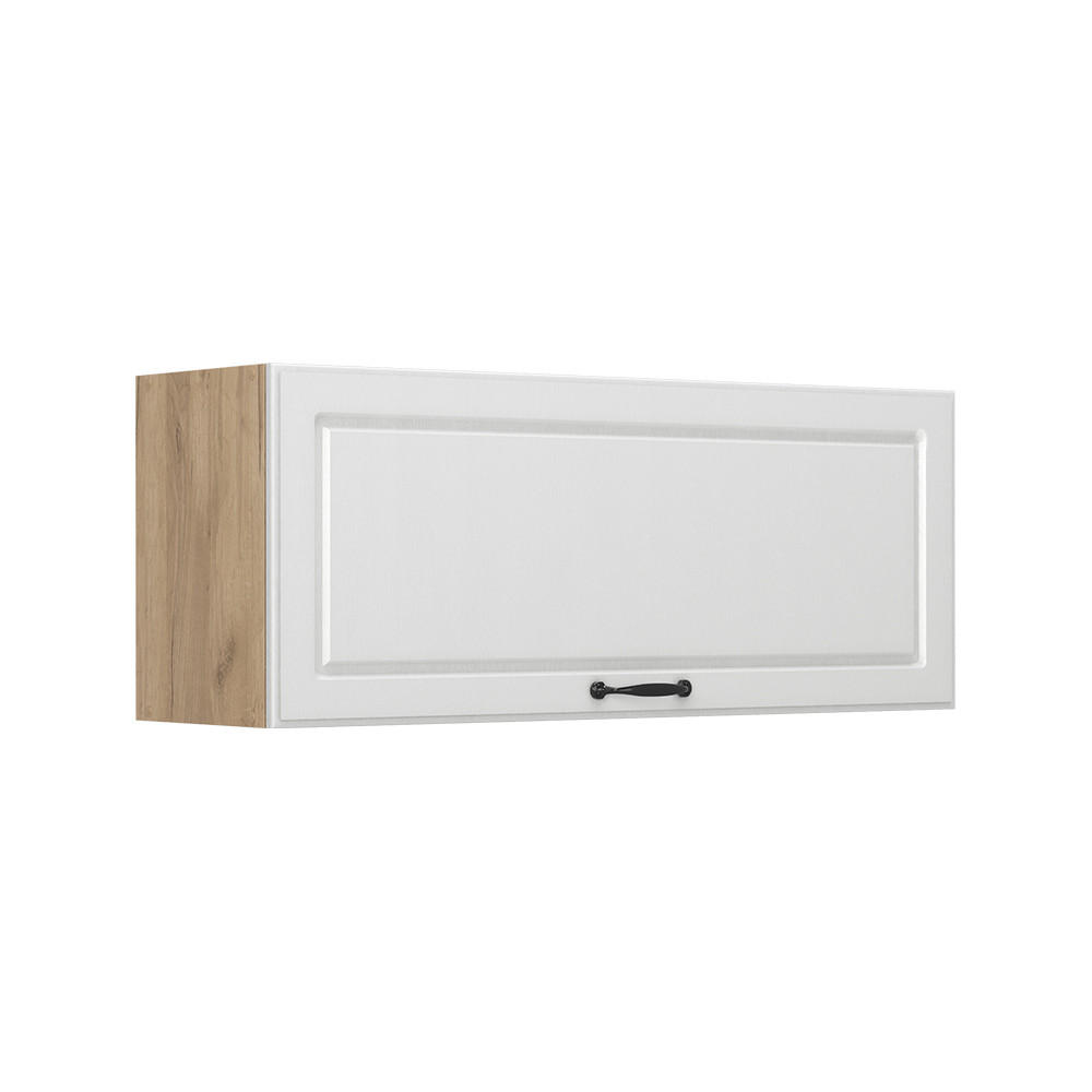 VÄGGSKÅP R-Line, Vitt hus på landet/Goldkraft ek, 100 cm Platt Vit, Honungsek 40/100/31 cm