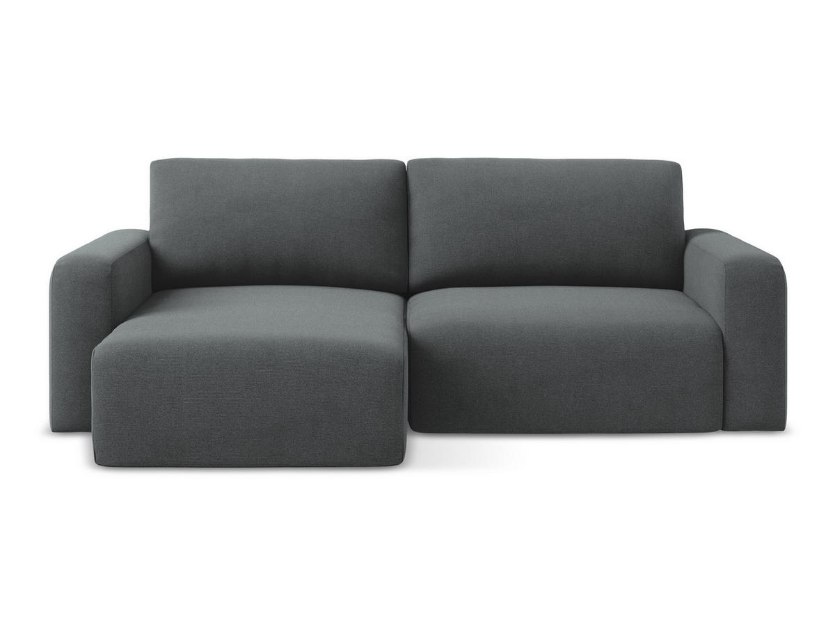 ECKSOFA mit Schlaffunktion links Strukturstoff Stoff Grau - Schwarz/Grau, Kunststoff/Textil (149/244cm) - Makamii