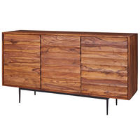 SIDEBOARD – Massivholz, 150 cm breit, 3 Türen, modern - Schwarz/Braun, Holz/Metall (150/81/41cm) - KADIMA DESIGN