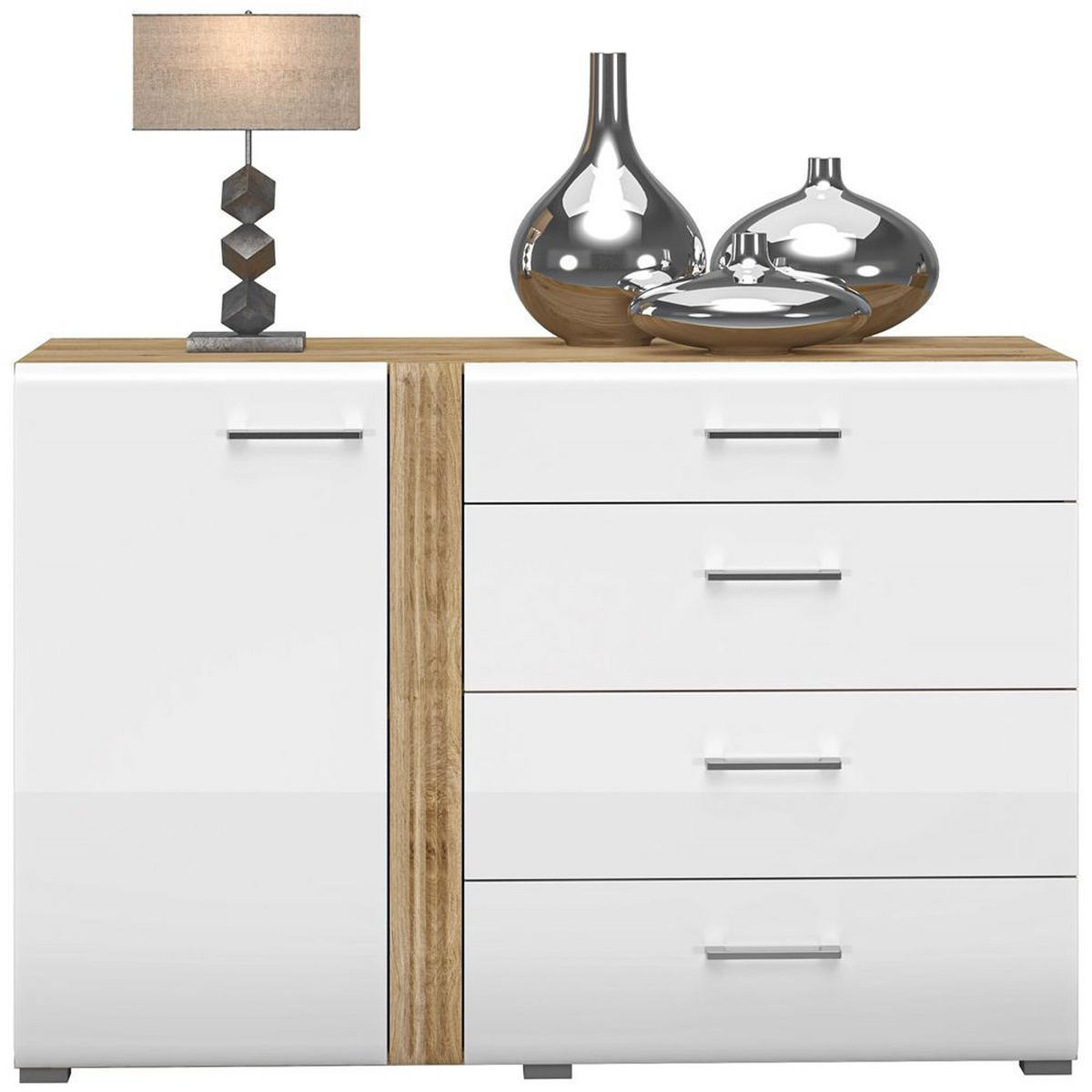 KOMMODE Akron-131 - Weiß, Holzwerkstoff (134/90/42cm) - Lomado