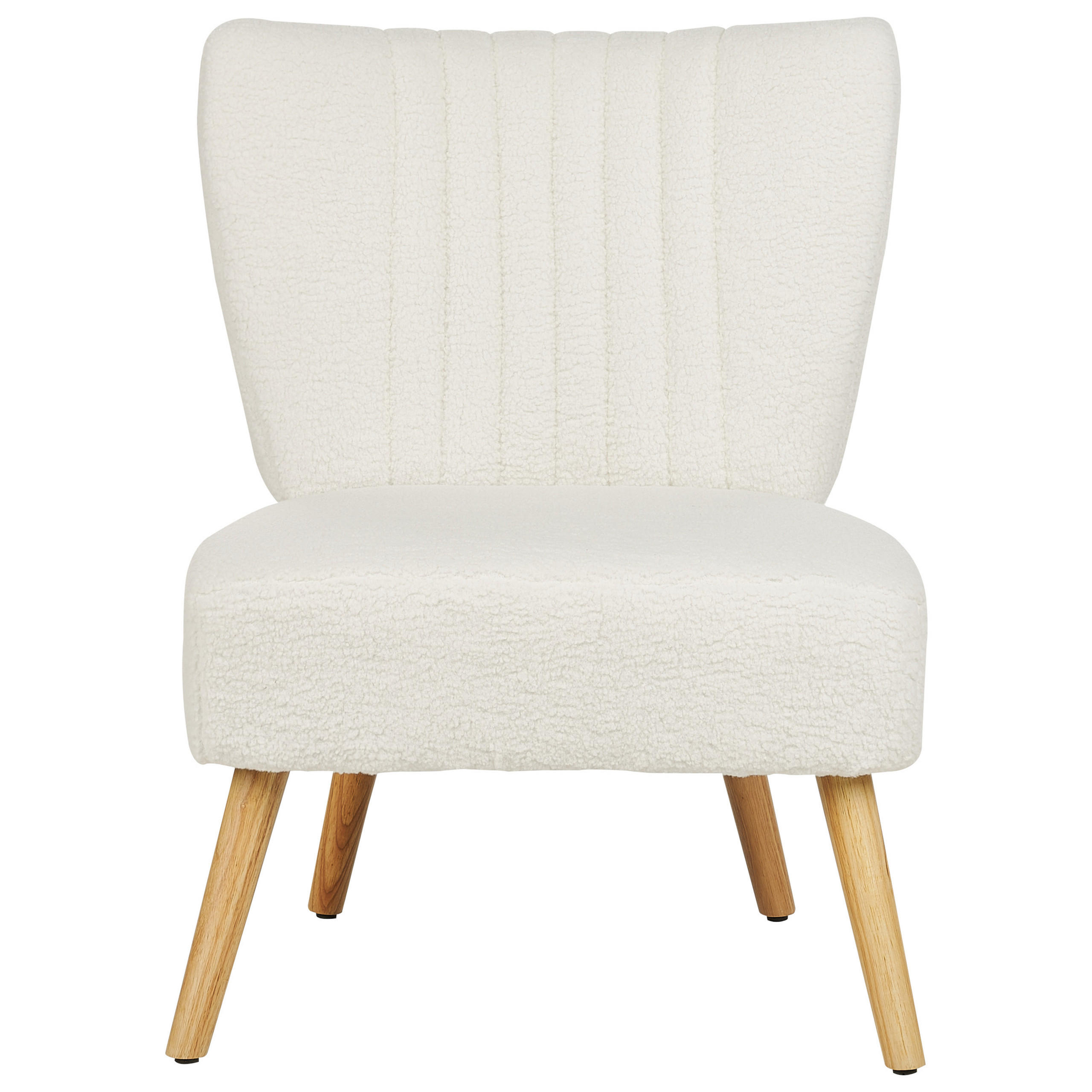 SESSEL Bouclé Weiß Vaasa - Hellbraun/Weiß, Textil (61/85/60cm) - Beliani