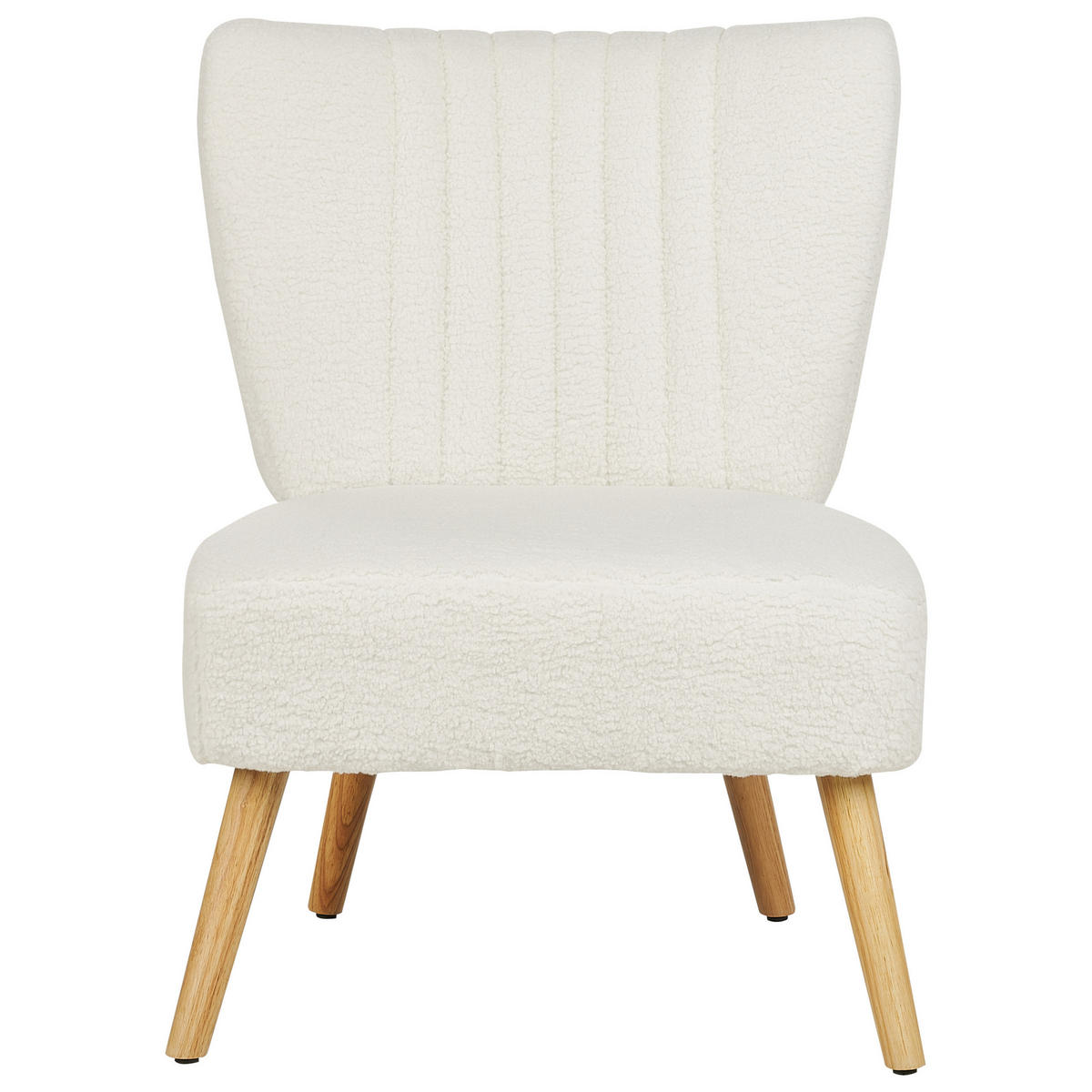 SESSEL Bouclé Weiß Vaasa - Hellbraun/Weiß, Textil (61/85/60cm) - Beliani