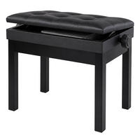 KLAVIERHOCKER Schwarz höhenverstellbar Stauraum - Schwarz, Holz/Kunststoff (55/58/33cm) - Relaxdays