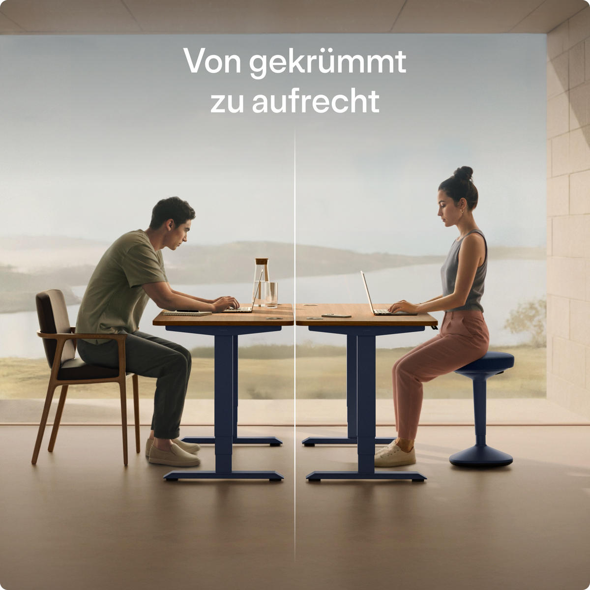 ERGONOMISCHER Balancehocker, Blau - Blau, Kunststoff (37/58/37cm) - Desktronic