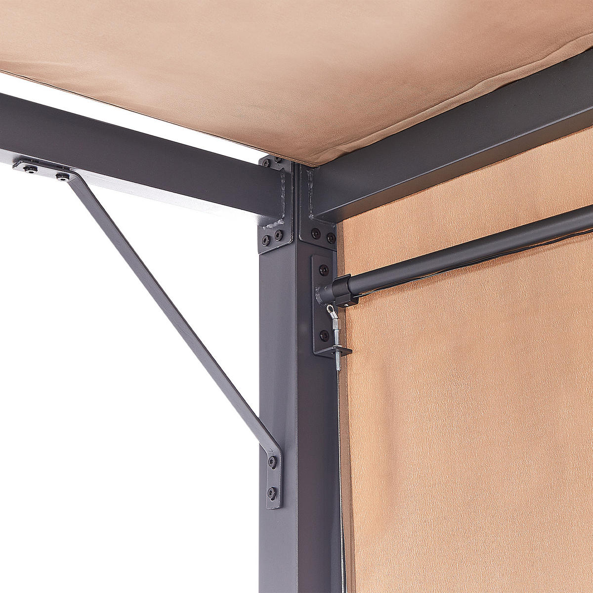 PERGOLA mit LED-Beleuchtung Stahl braun 310/310 cm Parga - Schwarz/Braun, Metall (310/215/310cm) - Beliani