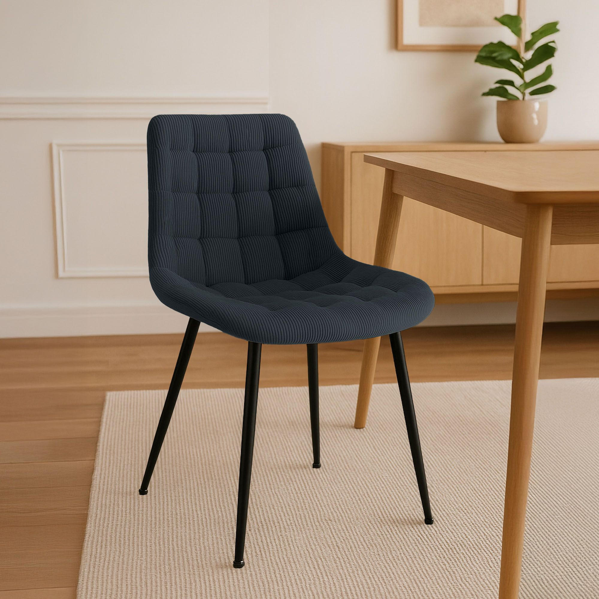 ESSZIMMERSTUHL Cord Schwarz - Schwarz, Textil/Metall (52/83/58cm) - CLP