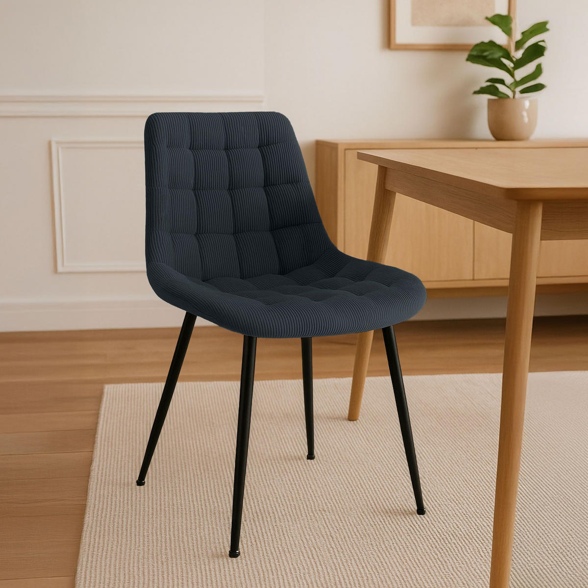 ESSZIMMERSTUHL Cord Schwarz - Schwarz, Textil/Metall (52/83/58cm) - CLP