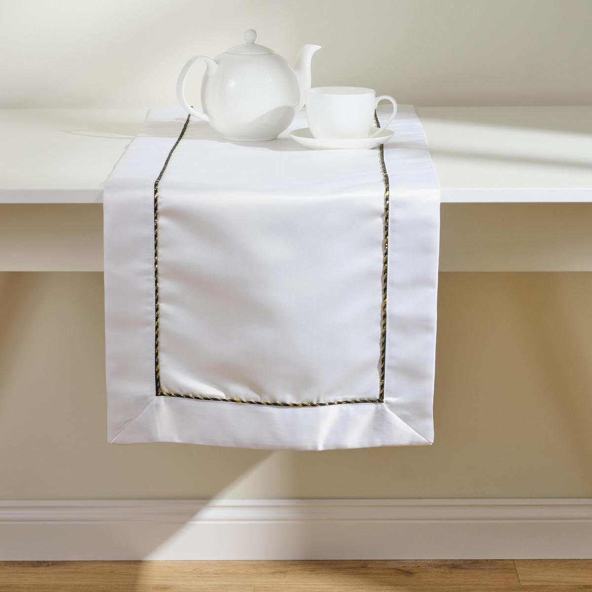 TISCHLÄUFER Kris - Weiß, Textil (180/40/1cm) - home&you