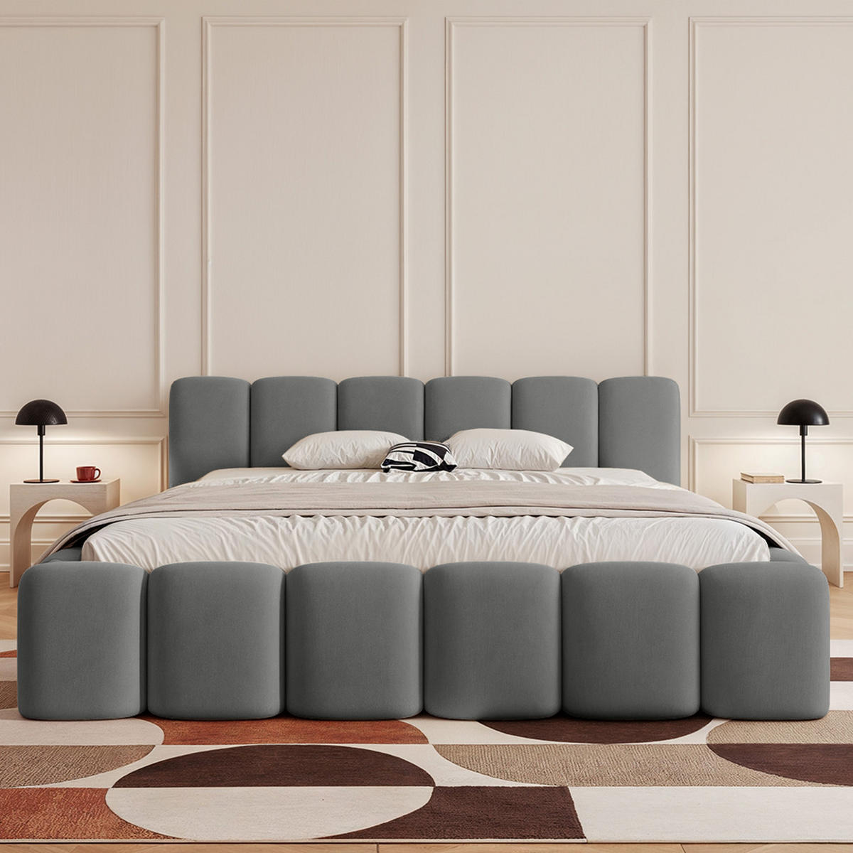 POLSTERBETT KILONIA 180x200 cm, Grau - Grau, Textil (200/180cm) - Fedve