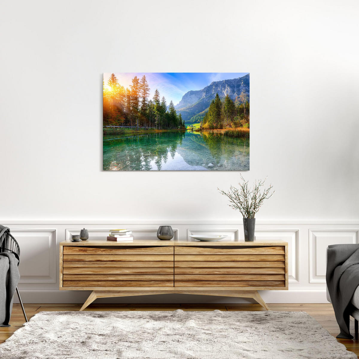 LEINWANDBILD Berglandschaft 120x40 cm - Multicolor, Holz (120/40cm) - LUMASOUL