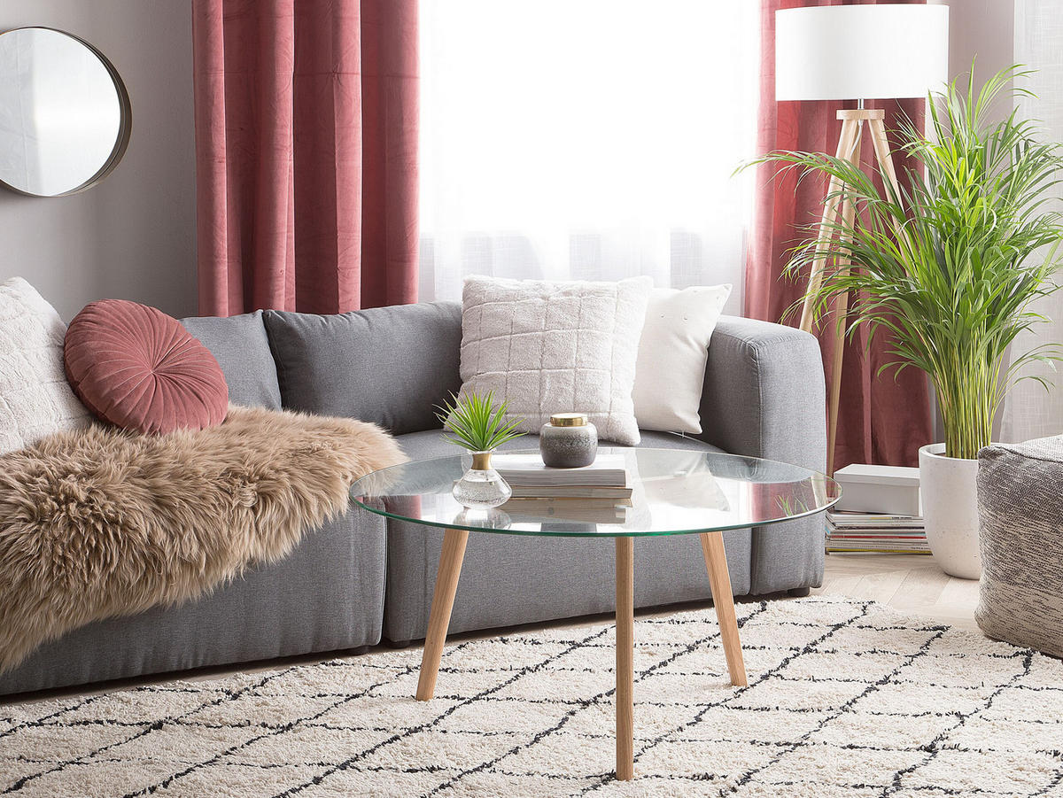 COUCHTISCH Glas 90 cm Minnesota - Hellbraun, Glas (90/90/45cm) - Beliani