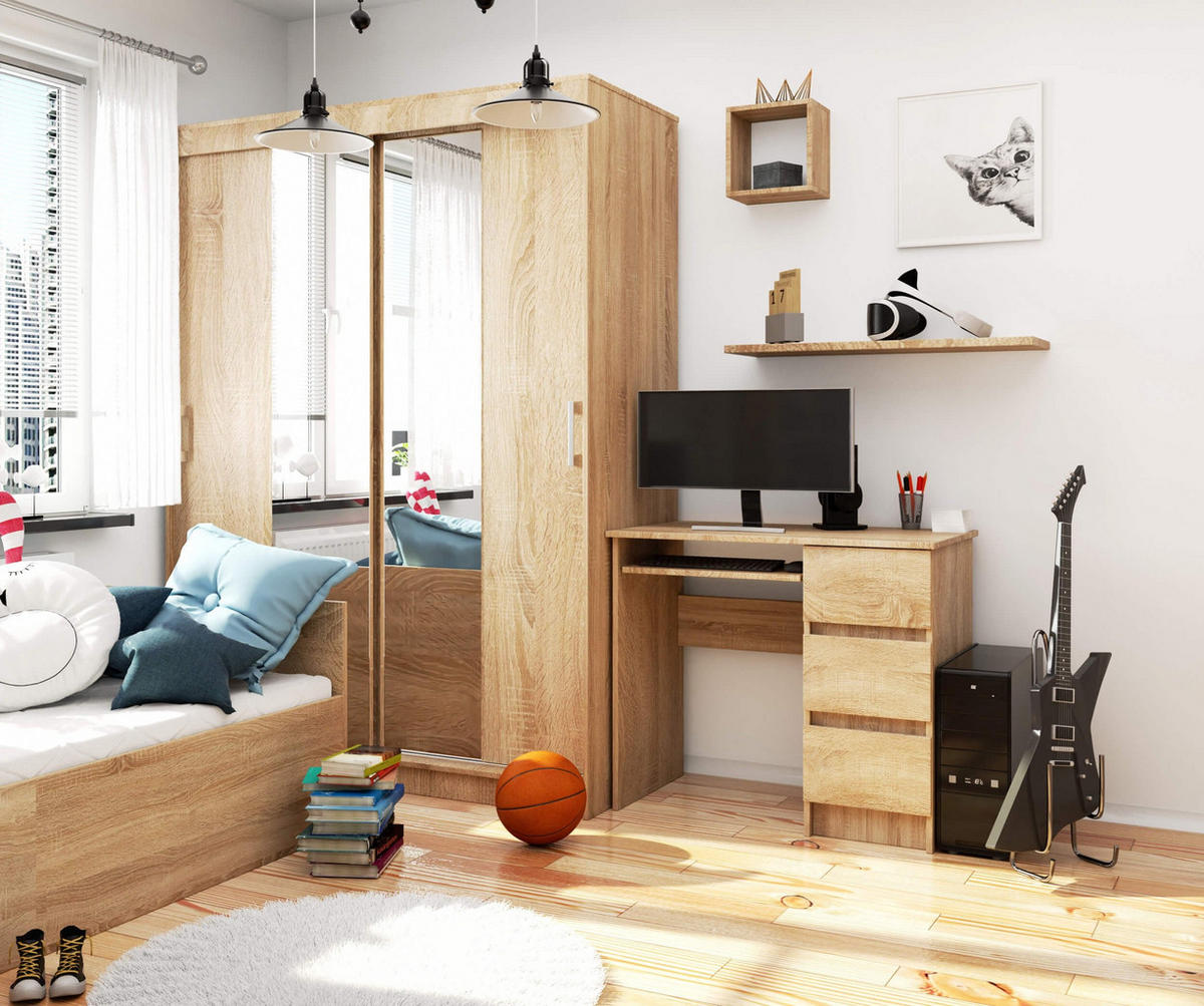 SCHREIBTISCH Rechts 3 Schubladen, Sonoma, 90x50x77 cm - Sonoma Eiche, Holz (50/90/77cm) - Milordbikes