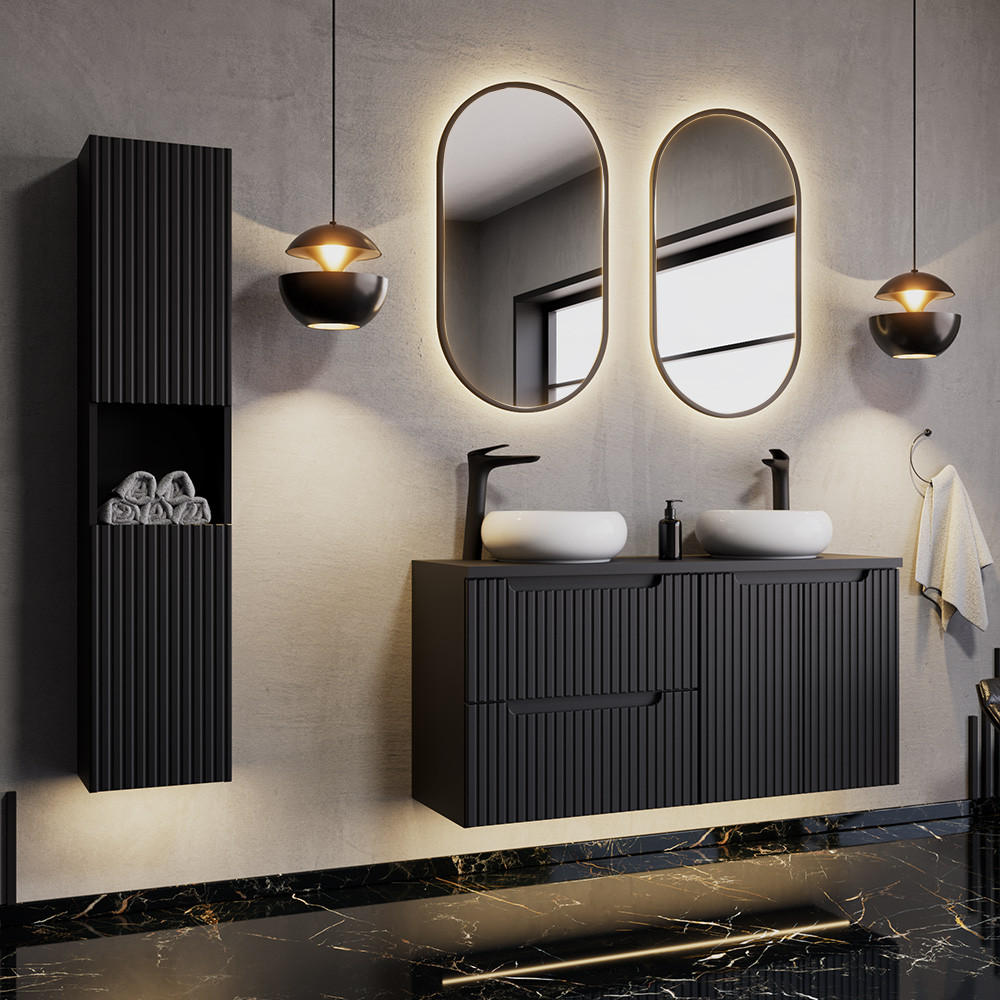 Lomado Badmöbel-Set Schwarz 180x200x40 cm