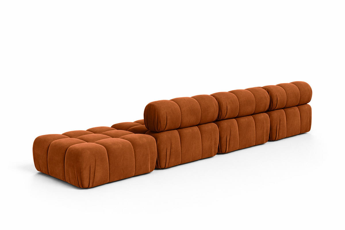 ECKSOFA L-Form XL, Stoff Velours Salvador, Braun, Links, Selia L XL - Braun, Holz (380/160cm) - Kaiser Möbel