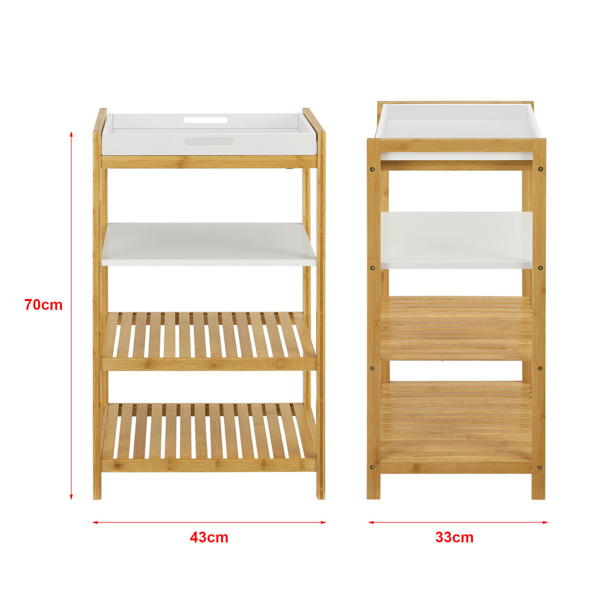 STANDREGAL Kiuruvesi - Naturfarben/Weiß, Holz/Holzwerkstoff (43/70/33cm) - [en.casa]