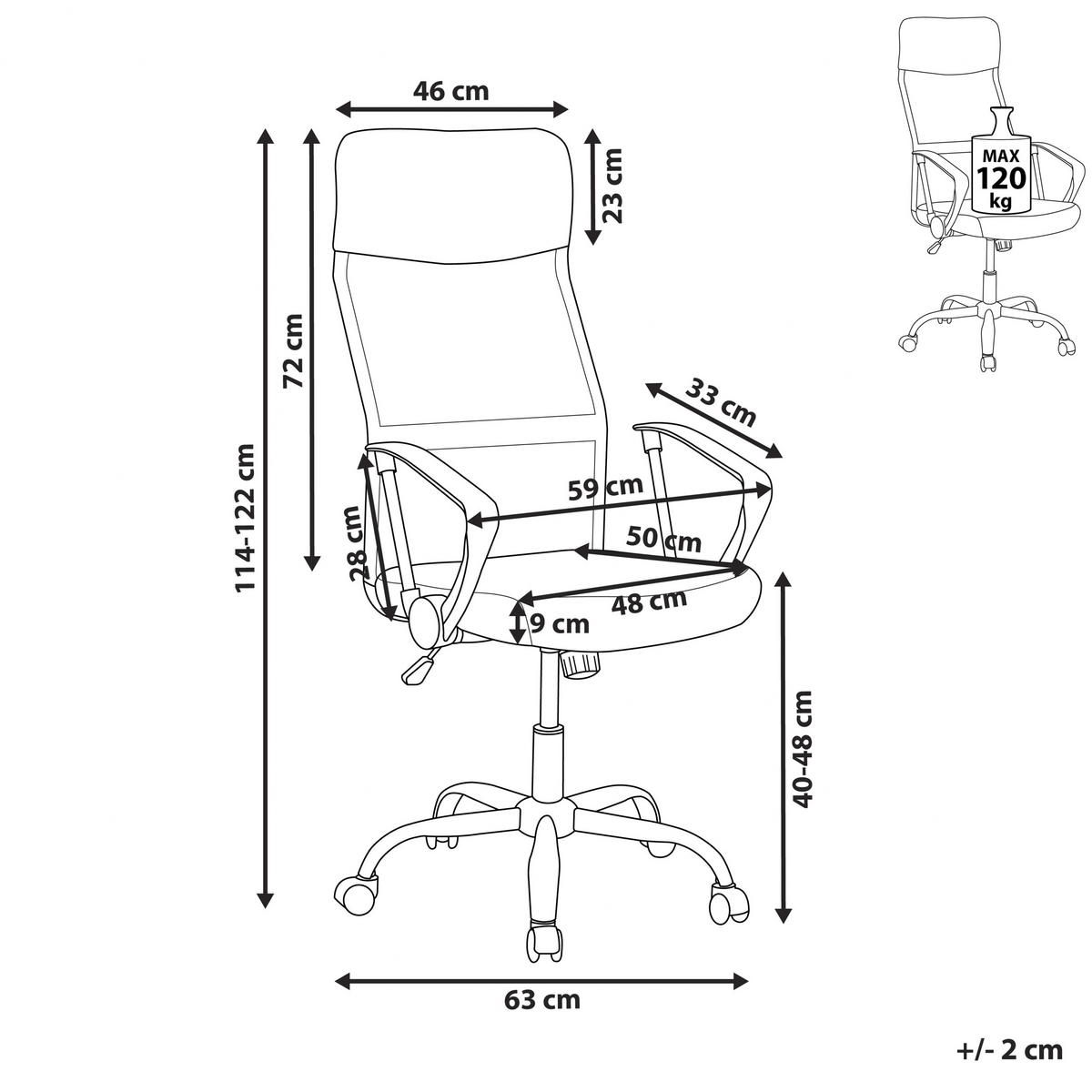 BÜROSTUHL Polyester Beige Design - Beige, Kunststoff/Textil (63/114/63cm) - Beliani