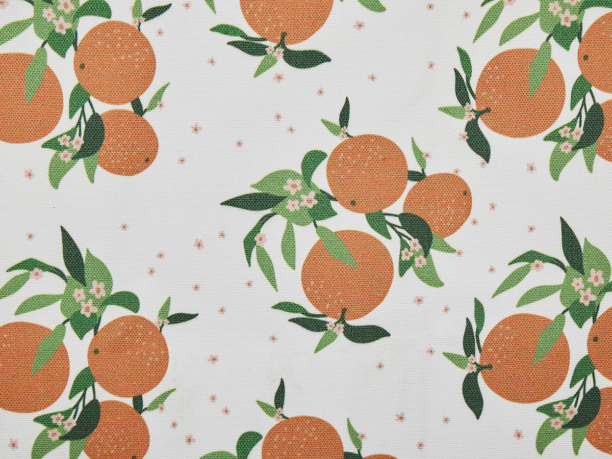 GARTENLIEGE 2er-Set hellbraun Textil weiß/mehrfarbig Orangenmotiv Anzio - Hellbraun/Multicolor, Textil (54/70/97cm) - Beliani