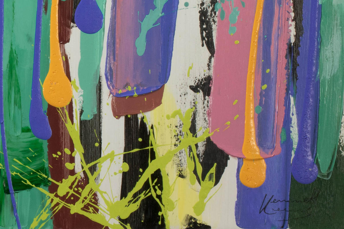 ACRYLBILD HANDGEMALT 150/50 cm - Blau/Gelb, Holz/Textil (150/50cm) - KUNSTLOFT
