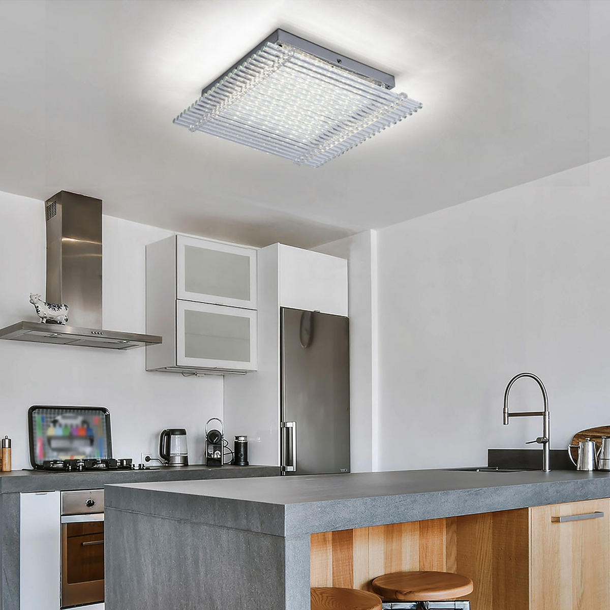 LED DECKENLEUCHTE VILLARICA Glas Silber - Silberfarben, Glas (31/31/7cm) - Globo Lighting