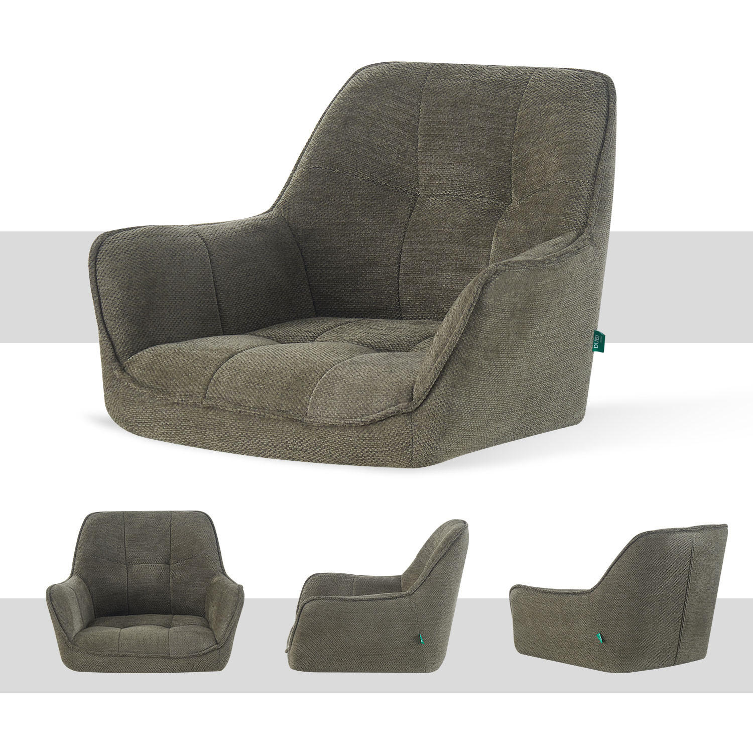 ESSZIMMERSTUHL THOMAS-KIRA 2er-Set 360°drehbar - Dunkelgrün/Schwarz, Textil (61/81/62cm) - DUBI Möbel