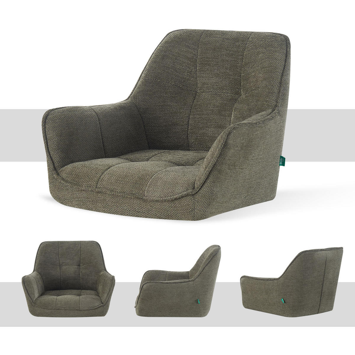 ESSZIMMERSTUHL THOMAS-LINA 2er-Set 360°drehbar - Dunkelgrün, Holz/Textil (61/82/62cm) - DUBI Möbel