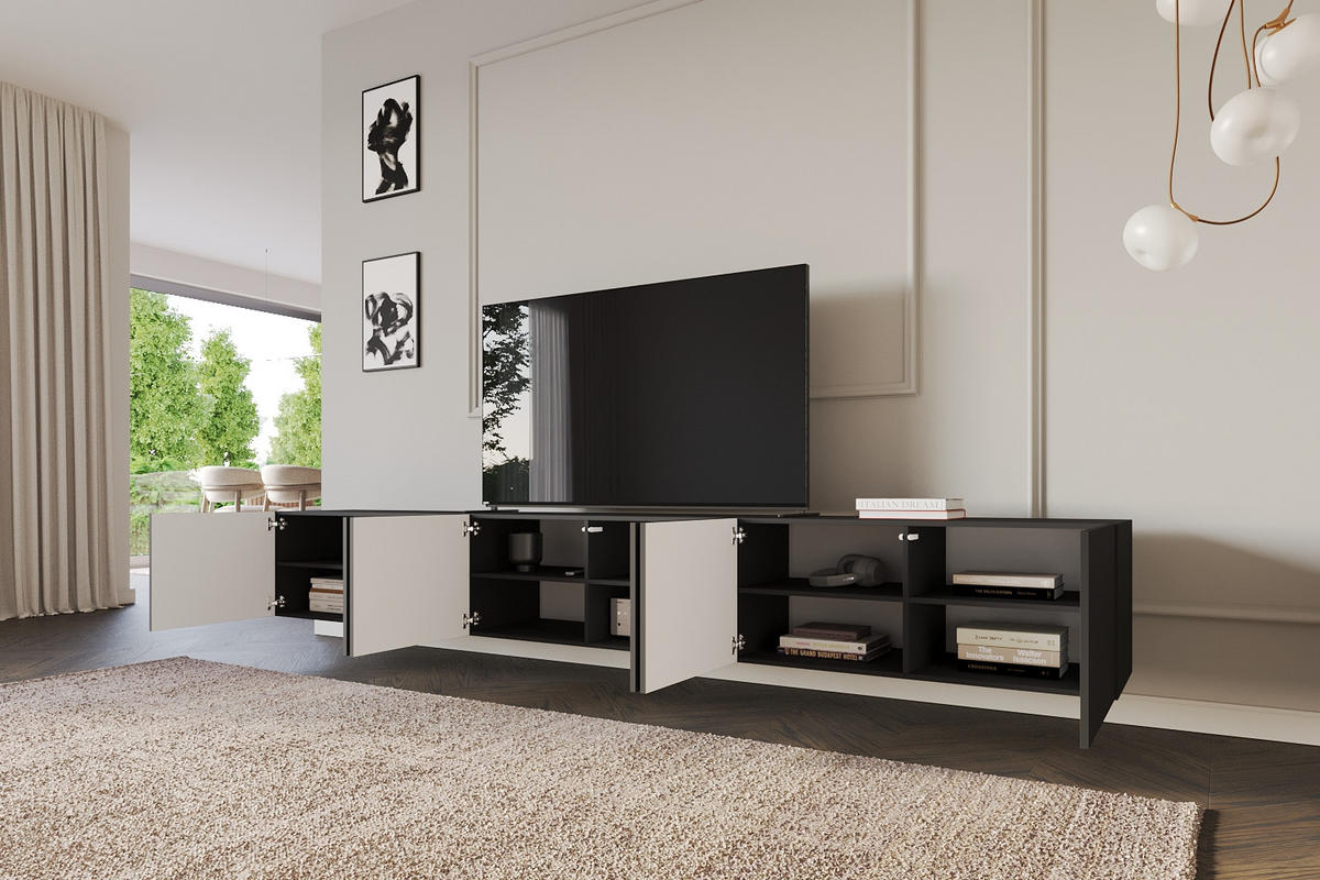 LOWBOARD ELIO-W 3x100x40x41 cm - Schwarz - Schwarz, Holzwerkstoff (300/40/41cm) - ALTDECOR