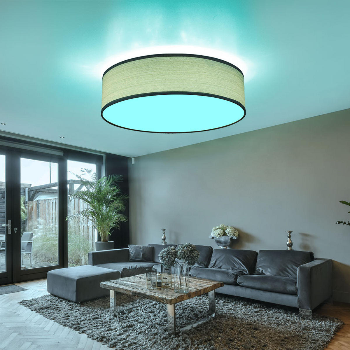 LED DECKENLEUCHTE VARIOS Holzoptik Grau - Grau, Metall (38/38/10cm) - Globo Lighting