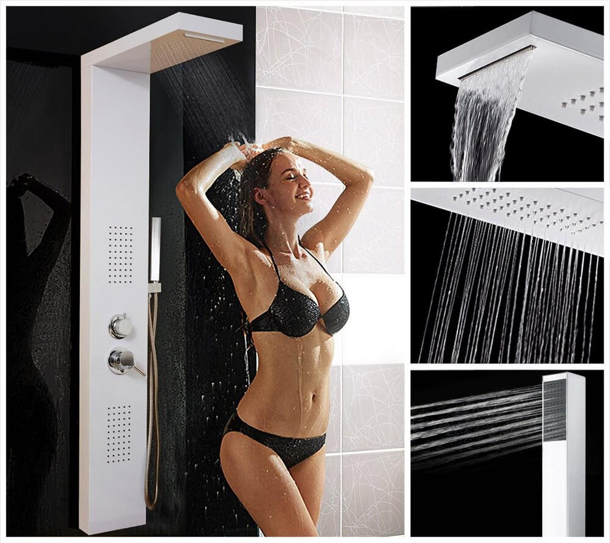DUSCHPANEEL CASCATA - Weiß - Weiß, Metall (20/142/50.5cm) - Home Deluxe