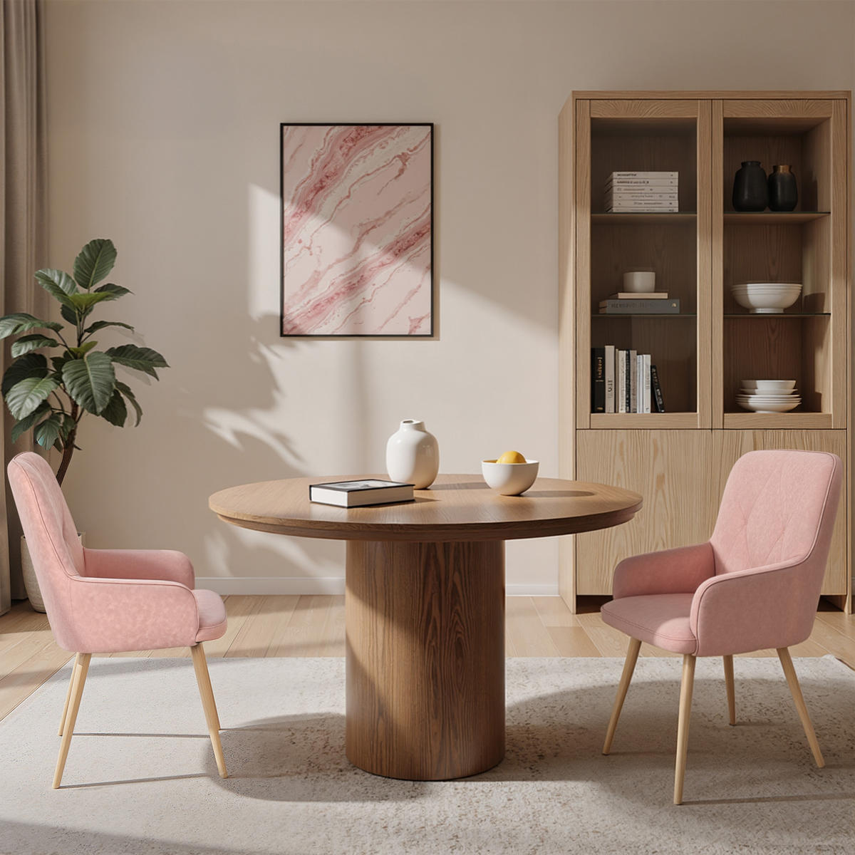 ARMLEHNSTUHL-SET 2 Stück in Lederlook(YZ3) - Pink, Textil (57/87/62cm) - HOMAVO