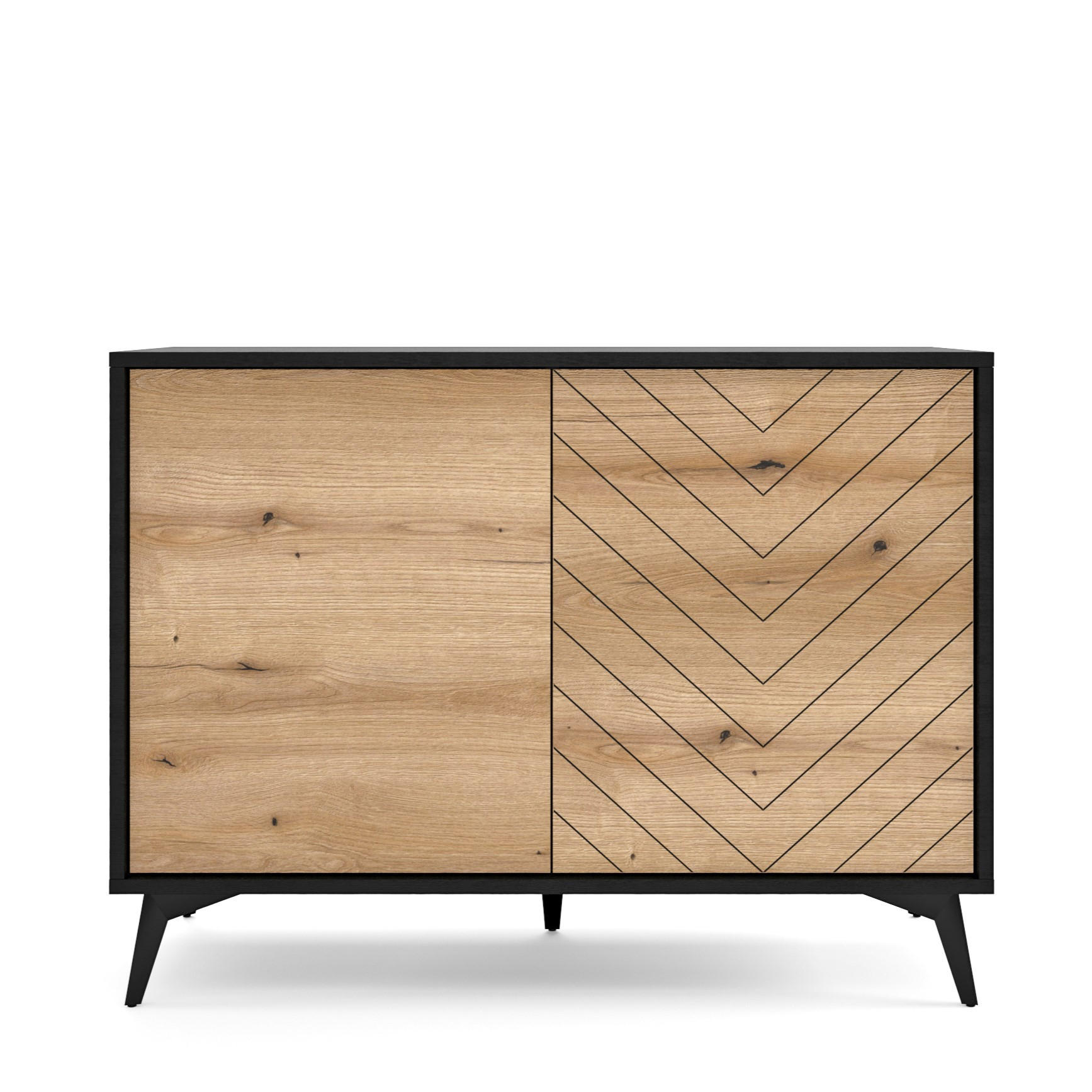KOMMODE DIAMANTE 104/77/39 cm mit 2 Türen Schwarz - Schwarz/Eiche Artisan, Holzwerkstoff (104/77/39cm) - MASSENO