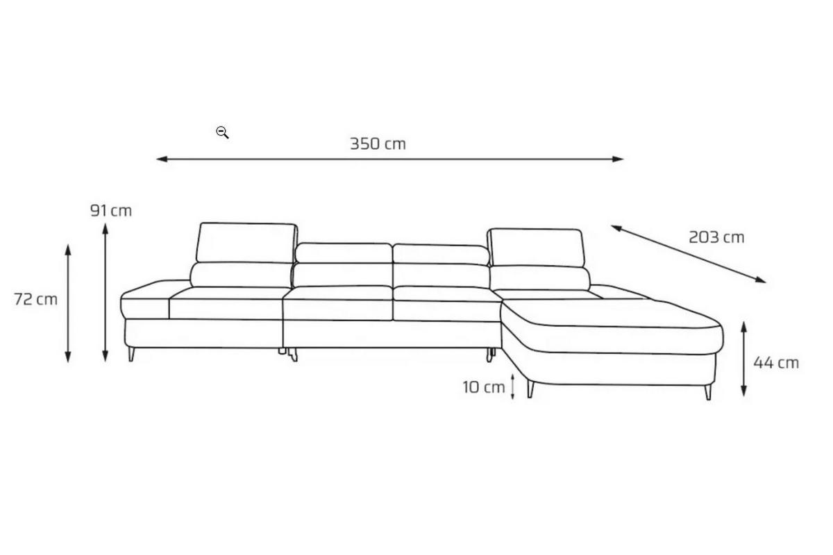 ECKSOFA JAZZ MAXI Rechts mit Schlaffunktion 125x195 Velours Schwarz - Schwarz, Holz/Textil (203/350cm) - Muffo