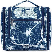 KULTURBEUTEL zum Aufhängen mit Blumenmuster 28 cm - Blau, Textil (5/1/5cm)