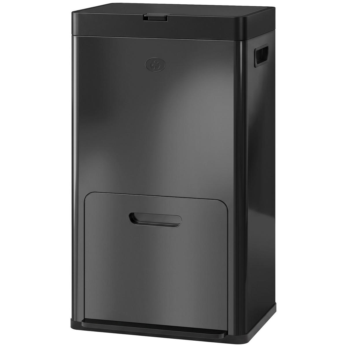 MÜLLTRENNER mit 3 Fächern Schwarz 45,7/35,8/76 cm - Schwarz, Metall (45.7/76/35.8cm)
