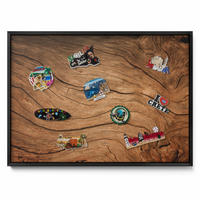 MAGNETTAFEL 70x50 cm Schwarzer Rahmen Aufgebrochene Holzstruktur - Cognac, Metall (70/50/0.4cm) - TULUP