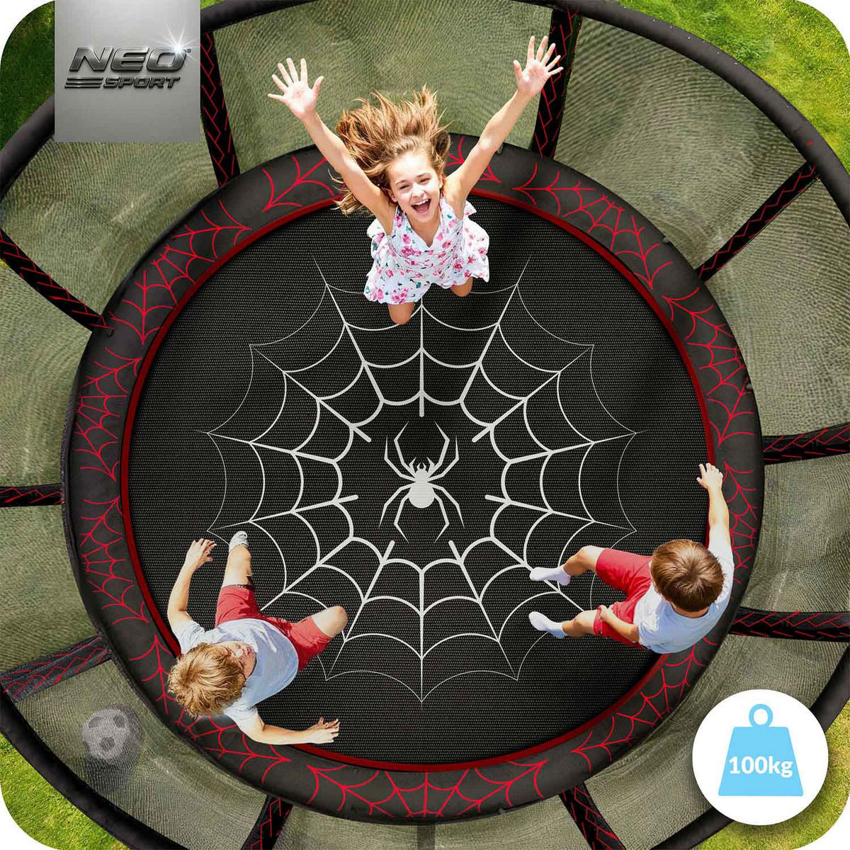 GARTENTRAMPOLIN 8 ft/252 cm mit Außennetz und Leiter - Rot, Metall (252/252cm)