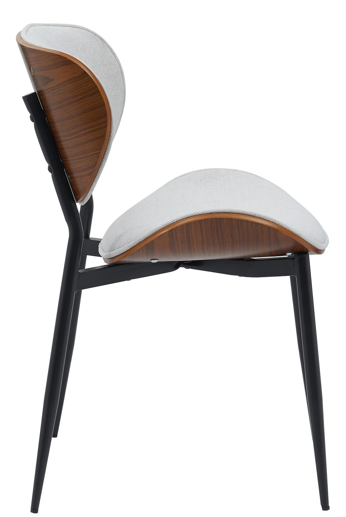 STUHL 2er Set Stoff Walnuss/Creme - Walnussfarben/Creme, Textil/Metall (50/80/54cm) - CLP