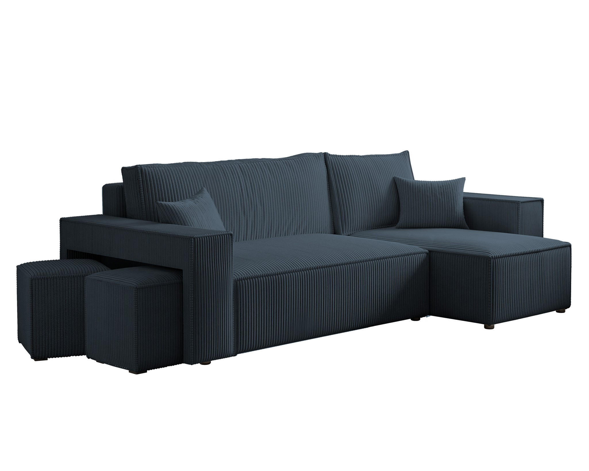 ECKSOFA Adara Inkl. Hocker - Blau, Holzwerkstoff/Textil (145/262cm) - Fun Möbel