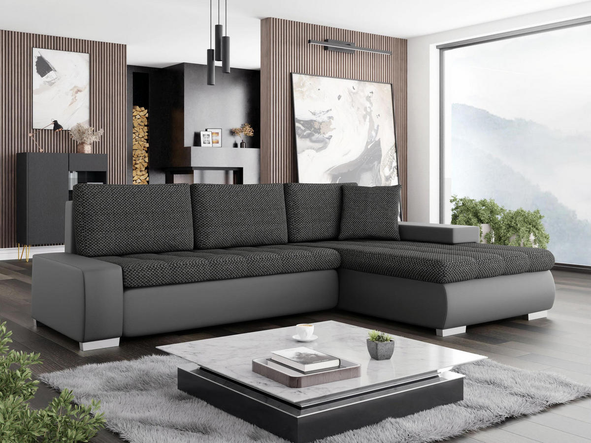 ECKSOFA Orkan Mini - Grau, Holz/Textil (265/185cm) - MIRJAN24