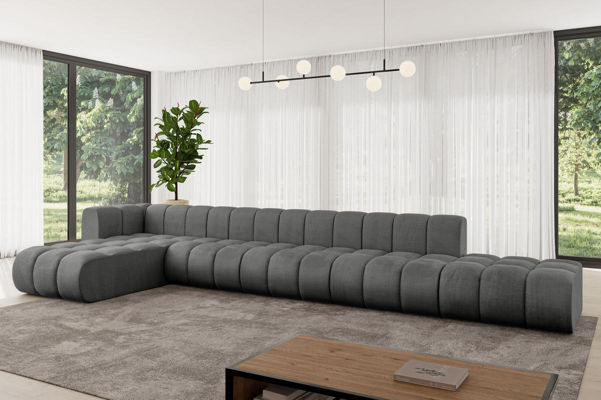 ECKSOFA modulares Sofa Zuvon-L3 - 478x177x70 cm Dunkelgrau - Dunkelgrau, Holzwerkstoff/Textil (478/177cm) - ALTDECOR