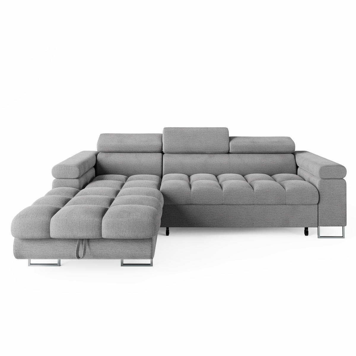 ECKSOFA CLOUD Links Hellrosa L-Form Velours-Stoff mit Schlaffunktion und Bettkasten - Chromfarben/Pink, Holz/Metall (235/275cm) - Barchello