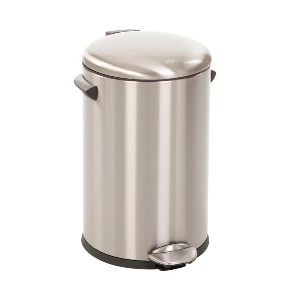 MÜLLEIMER Retro Mit Markanten Griffen und Kugelkappe 12 Liter 41,2 x 25 cm Kunststoff Inneneimer Silber - Silberfarben, Metall (28.3/41.2/31.9cm) - PROREGAL