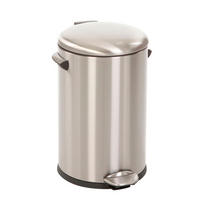 MÜLLEIMER Retro Mit Markanten Griffen und Kugelkappe 12 Liter 41,2 x 25 cm Kunststoff Inneneimer Silber - Silberfarben, Metall (28.3/41.2/31.9cm) - PROREGAL