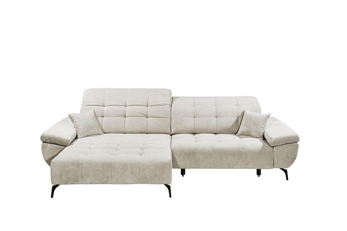 ECKSCHLAFSOFA mit Schlaffunktion & elektrischer Sitztiefenverstellung - Beige/Silberfarben, Holz/Kunststoff (297/170cm) - ed exciting design