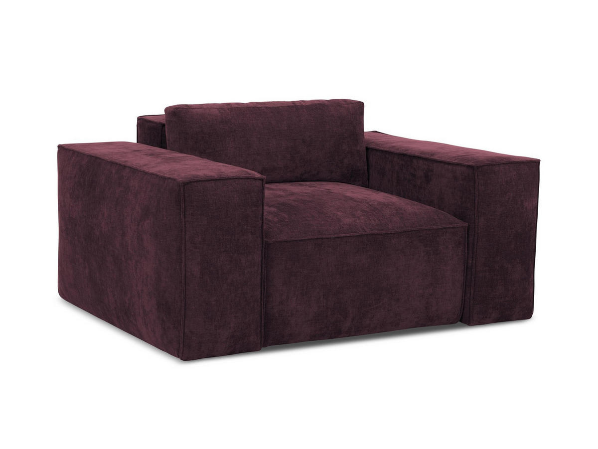 SCHLAFSESSEL Chenille Stoff Rot - Rotbraun/Schwarz, Holzwerkstoff/Kunststoff (157/81/113cm) - Makamii